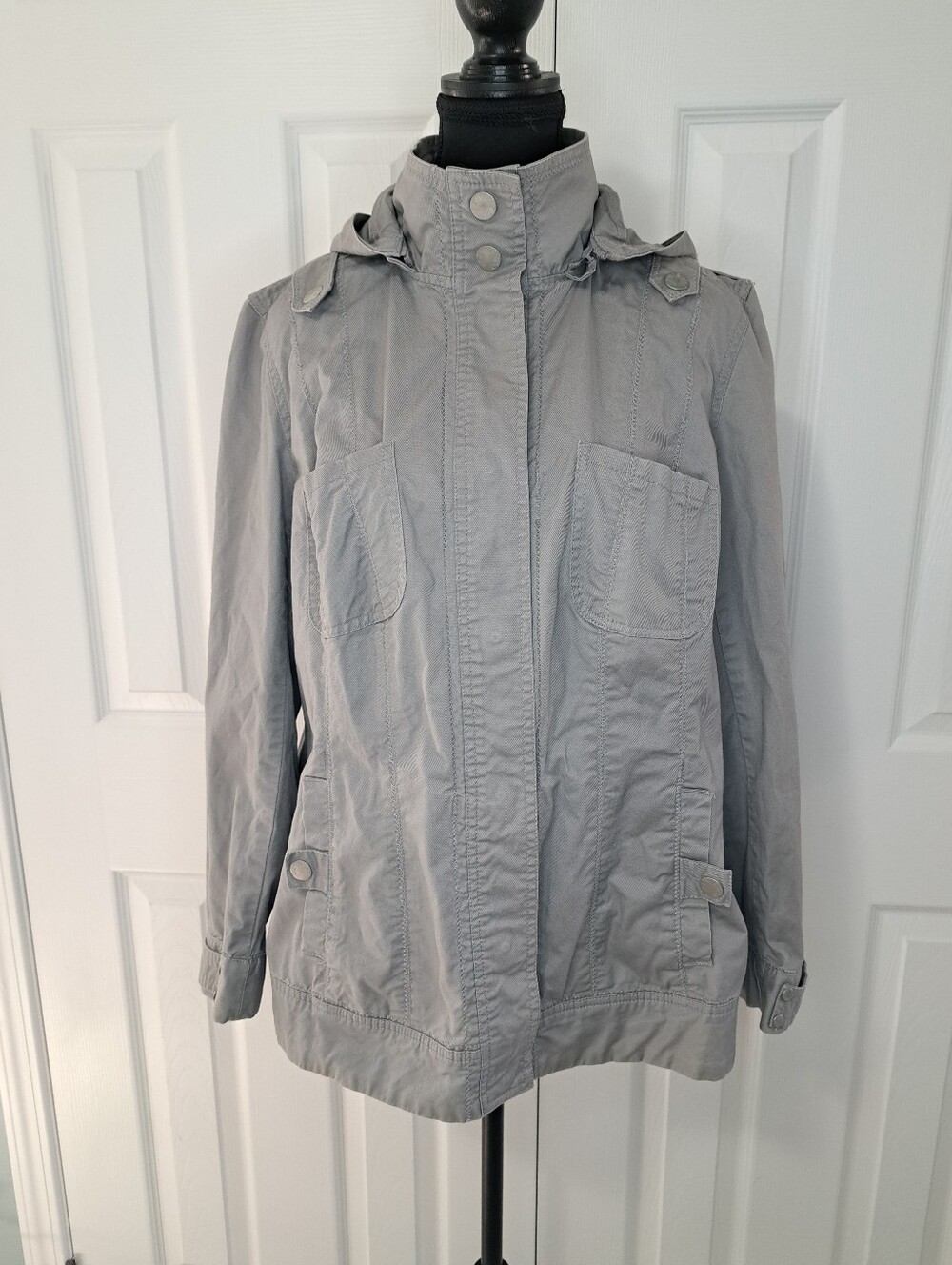 Contempo by Penningtons Utility Jacket Grey 14 Multi Pocket Hooded Minimalist